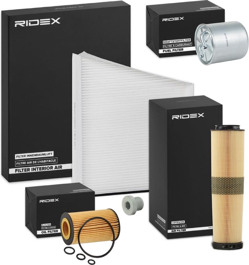 RIDEX Filterset Inspektionspaket Filtersatz passend für MERCEDES-BENZ E-Klasse Limousine (W211) E-Klasse T-modell (S211)