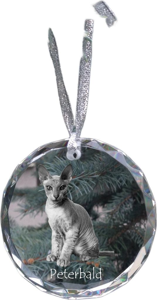 Peterbald - Kristallkugel mit Foto, Katzenfoto im Kristall, personalisierter Weihnachtsbaumanhänger von Art-Dog.