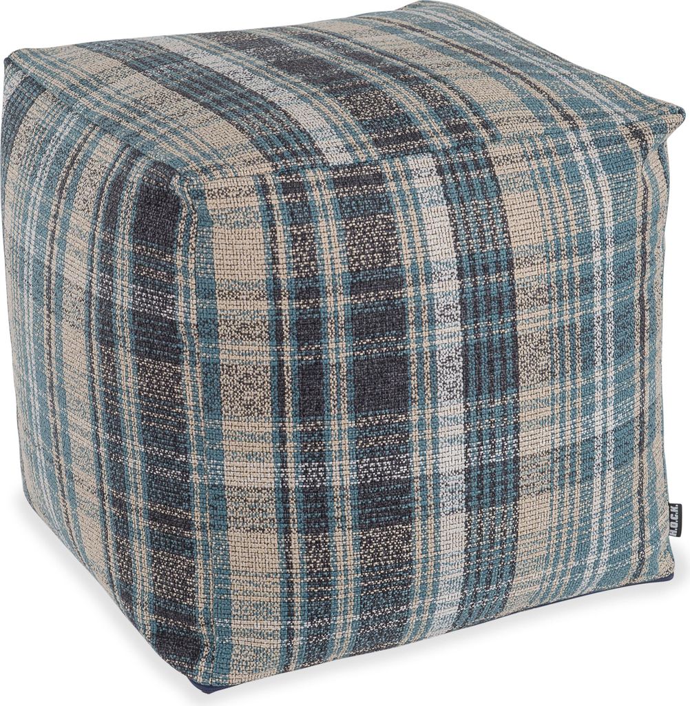 H.O.C.K. Ardesia Bean Cube kariert Pouf 40x40x40cm blau col. 021
