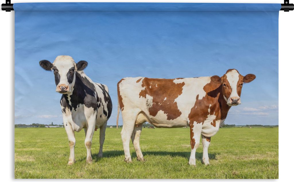 MuchoWow Wandteppich Wandbehang Kühe - Bauernhof - Gras - Natur - Tiere 120x80 cm Tapisserie Dekoration Wandtuch - Wanddekorationen - Wandtücher