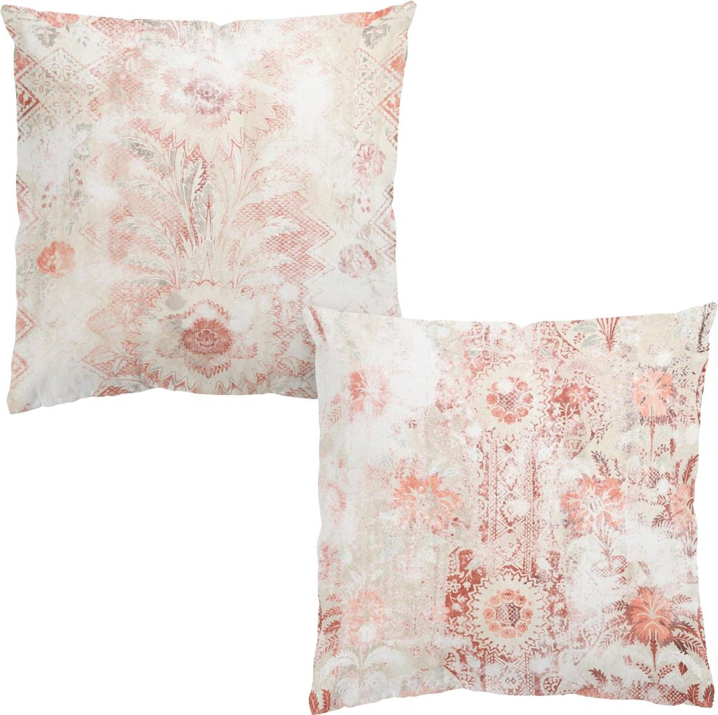 Dekokissen 2-teilig Muster drinnen / Indoor Zierkissen Samt waschbar Ornament rosa Shabby Sofakissen ohne Füllung