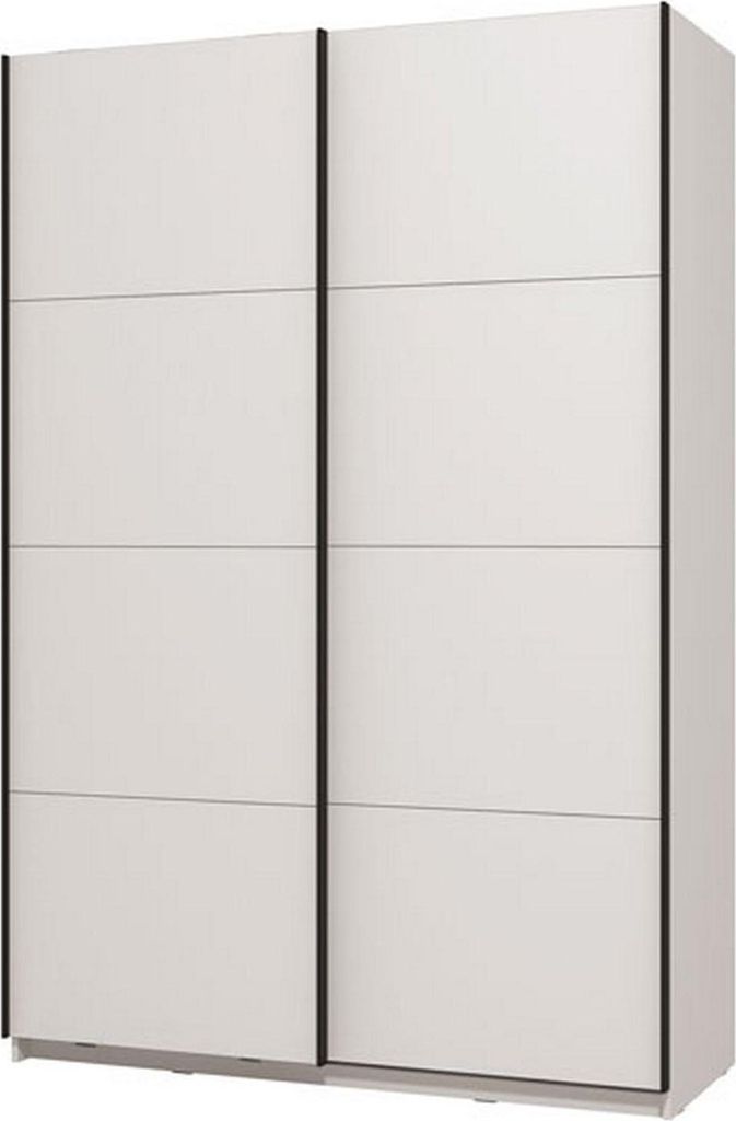 Dmora Großer Kleiderschrank Tredozio 146x218h cm Mattweiß, Kleiderstange 2 Regale