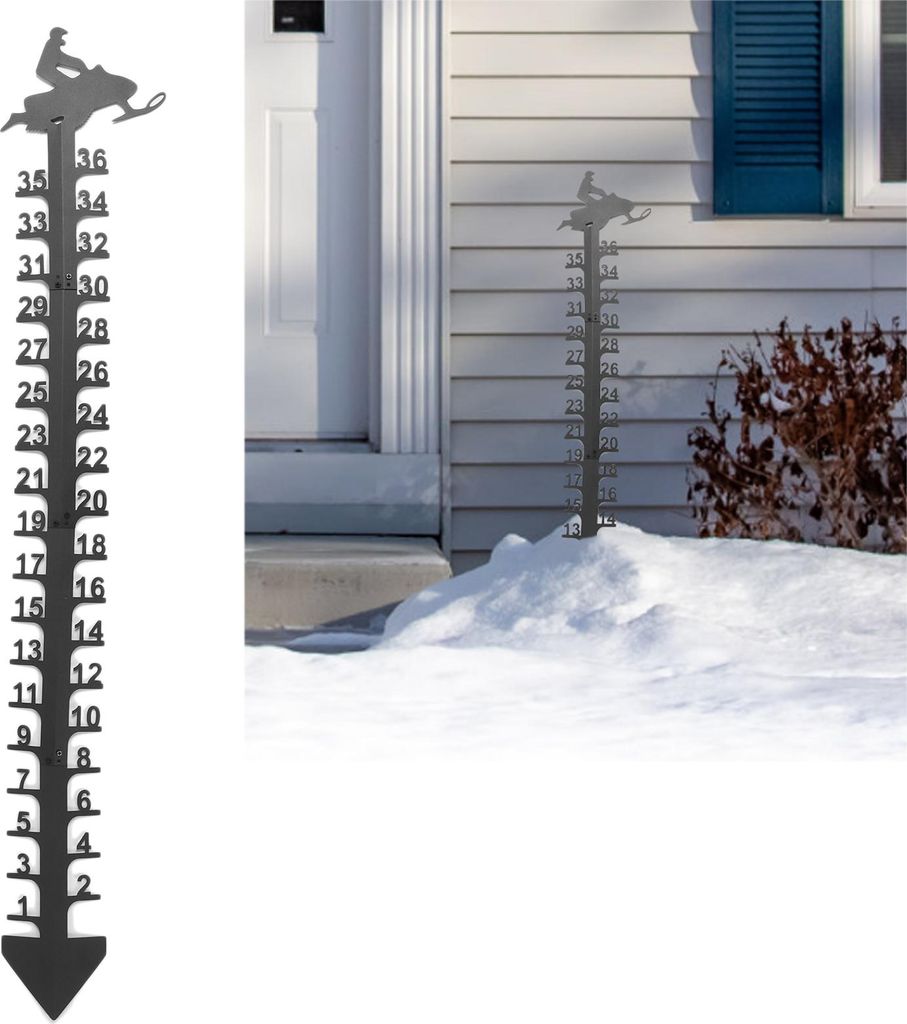 36 Inch Snow Gauge Outdoor Large Iron Snowfall Measuring Gauge Stick Outdoor Snow Depth Measure Rod for Garden Yard Christmas Decorations