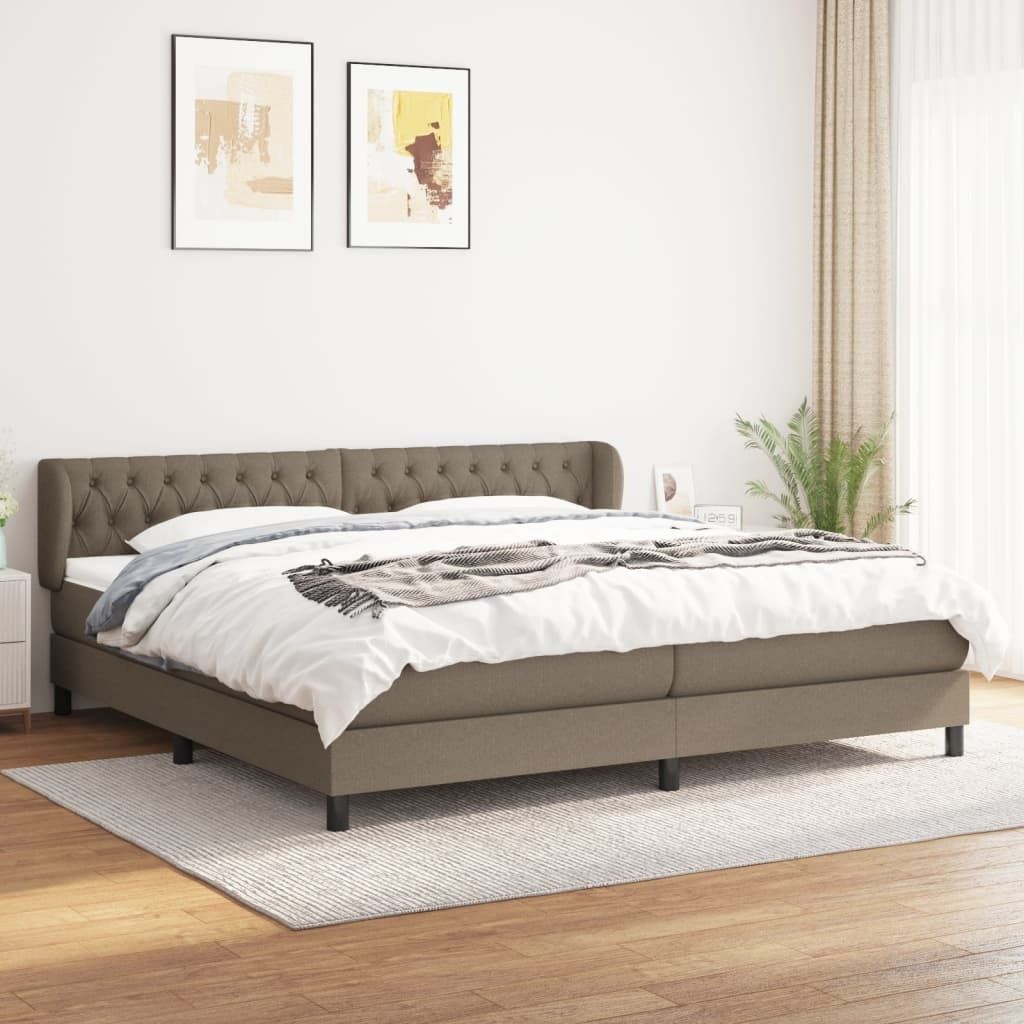 The Living Store Boxspringbett mit Matratze Taupe 200x200 cm Stoff