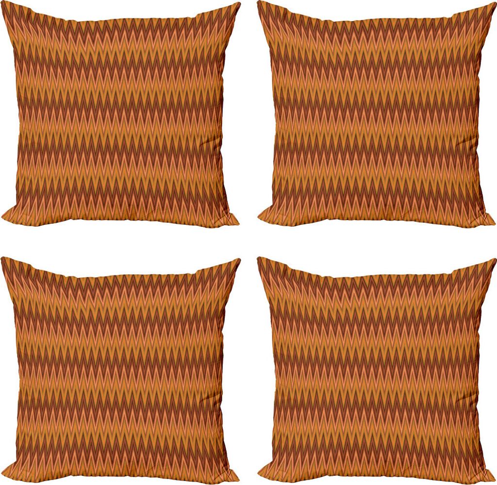 ABAKUHAUS Winkel Kissenbezug Set (4 Stück), Geometrische Linien Zigzags, Moderner Doppelseitiger Digitaldruck, 50 cm x 50 cm, Mehrfarbig