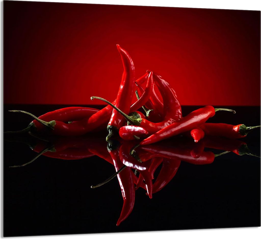 GLASPLATTE FÜR KÜCHE 65x60 Chili