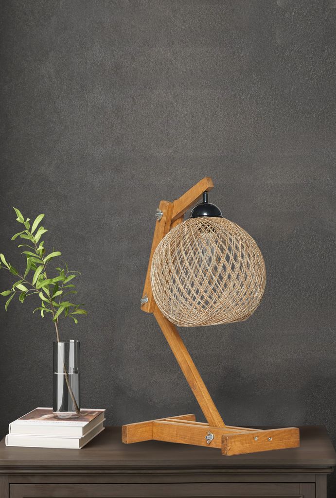 Opviq, Beehive- BeehiveFLH, naturfarben,Braun, Schreibtischlampen, Kiefernholzkörper