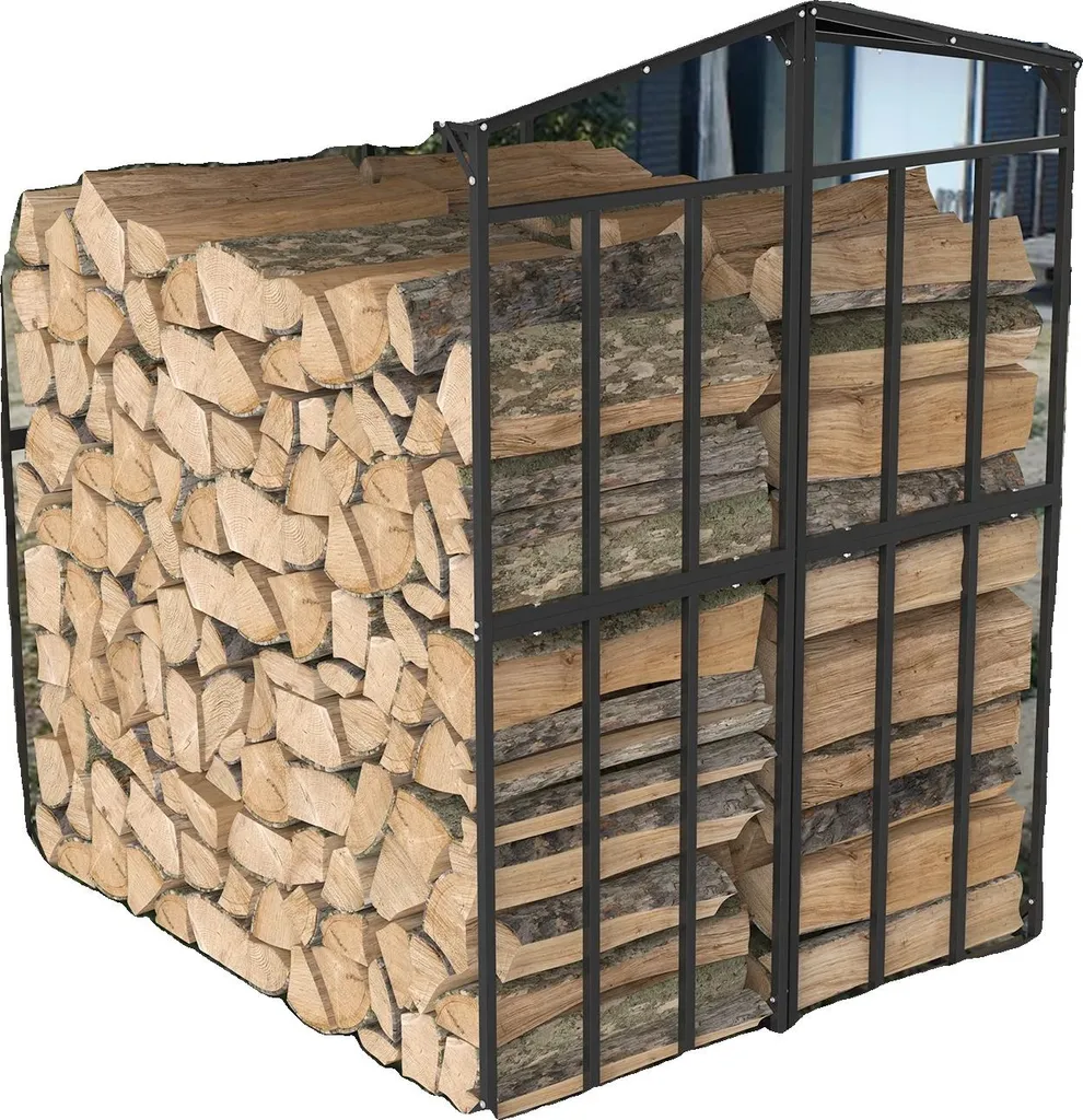 Étagère bois de chauffage extérieure XXL support de charge robuste noir