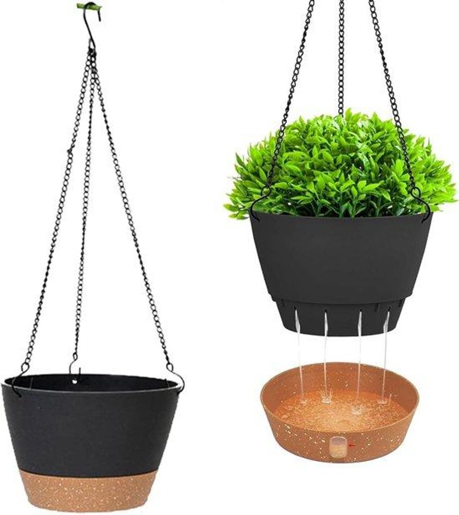 Selbstwassernde Hängschalen Set aus zwei praktischen Hängern, ideal für Außenbereiche