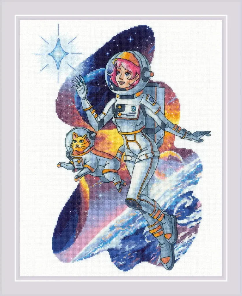 Kit Point de Croix Riolis Directement vers les Étoiles - 24 x 30 cm