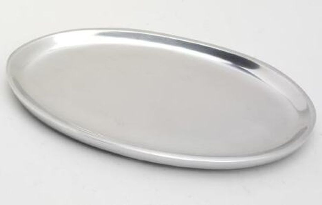 Kerzenteller oval 20 x 11 cm Aluminium Silber poliert für Produktbild 