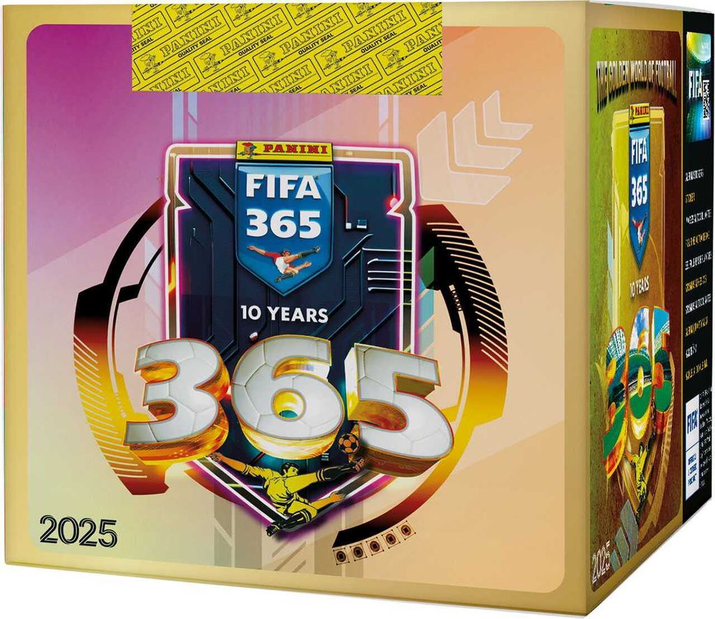 A display box for a FIFA 365 sticker collection.