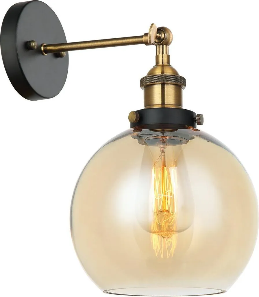Italux Cardena MBM-4330/1 GD+AMB Applique Industrielle Noire et Or