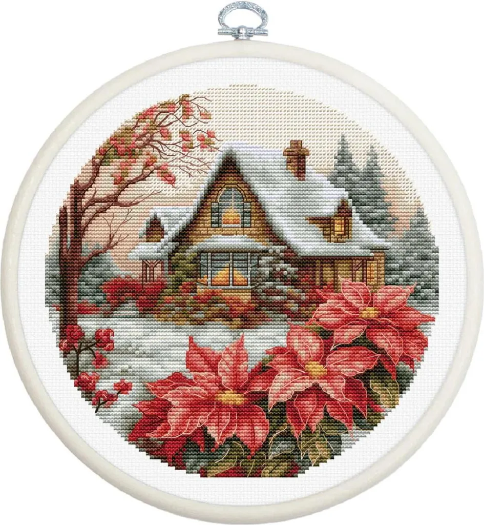 Broderie Luca-S Petite maison forêt, kit complet avec fils et tambour