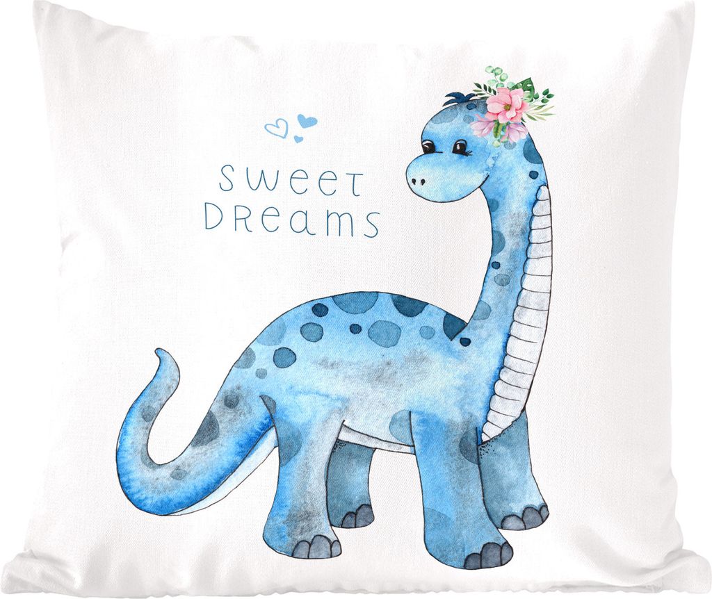 MuchoWow Zierkissen Sofakissen Wohnzimmer Dekokissen 45x45 cm Kinderzimmer - Süße Träume - Dinosaurier - Jungen - Kinder - Kinder - Schlafpols...