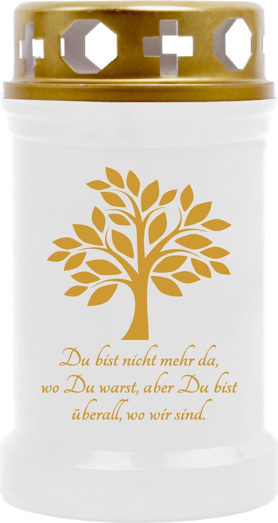 HS Candle 10er Pack Grabkerzen mit Motiv, Grablicht mit Brenndauer von ca. 40 Std, Motiv: Baum Gold, in vielen weiteren Varianten
