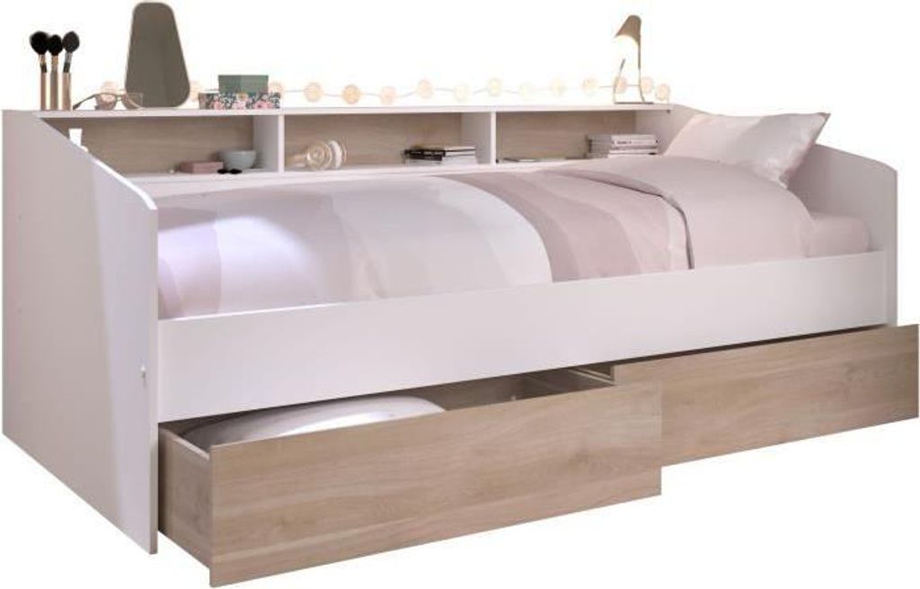Lit Banquette 2 Tiroirs, 90 x 200/190 cm, MDF,Reproduction Image du produit 