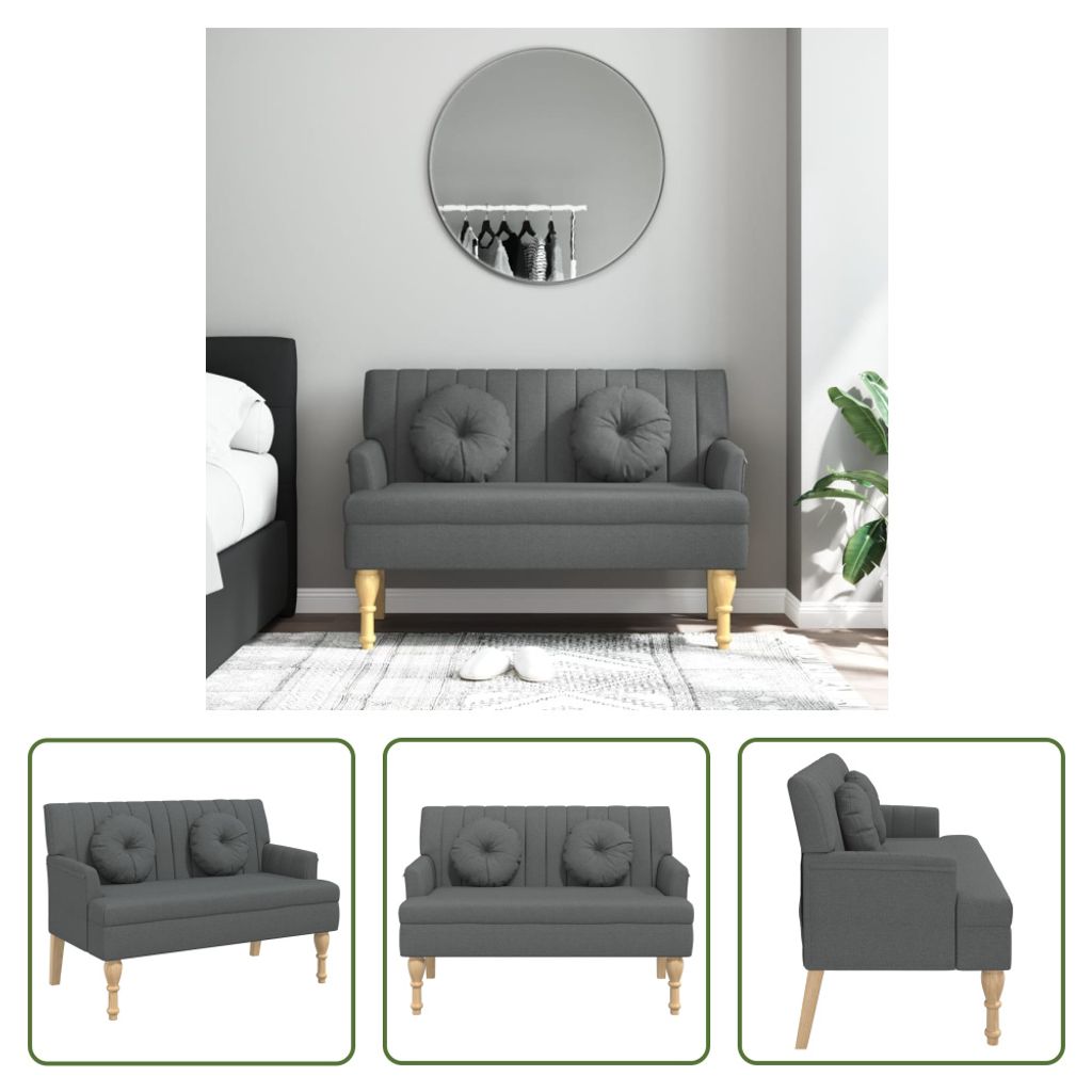 The Living Store Sitzbank mit Kissen Dunkelgrau Produktbild 