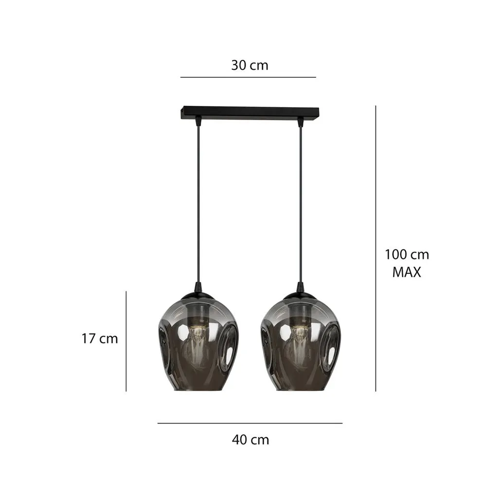 Suspension Double ISTAR 2 en Métal Graphite - Plafonnier 2 Bras E27 - 11