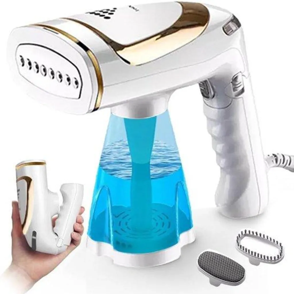 Défroisseur pour vêtements compact avec tête en acier inoxydable