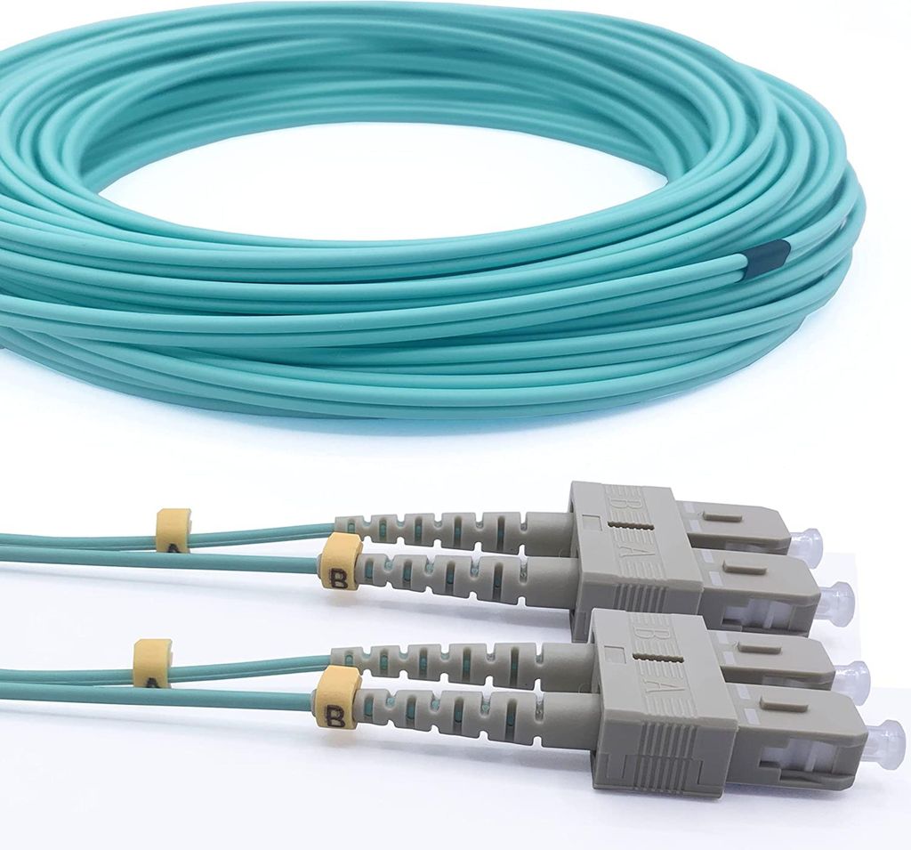 Elfcam - 30 m Glasfaserkabel OM3 SC/UPC auf SC/UPC Multimode Duplex 50/125 μm LSZH