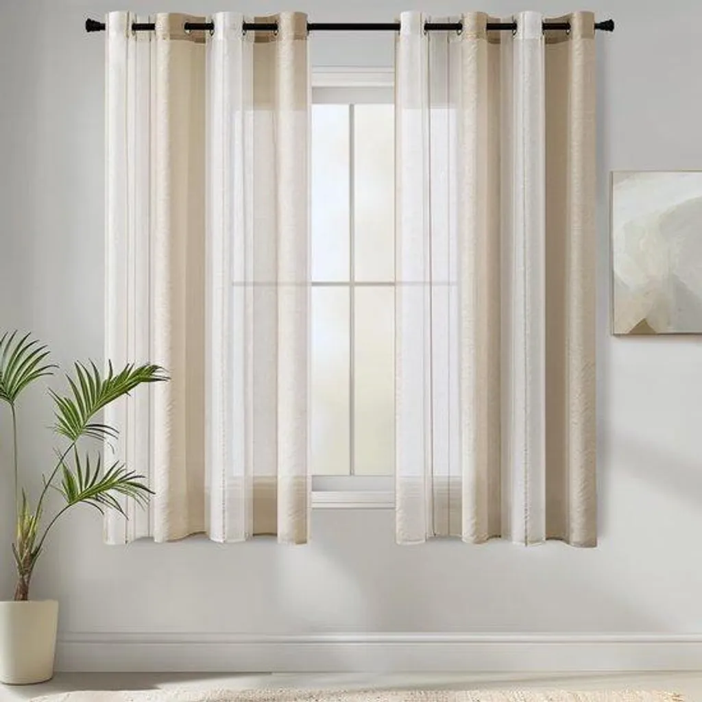Rideaux occultation légère blanc-beige 140x160 pour ambiance cosy