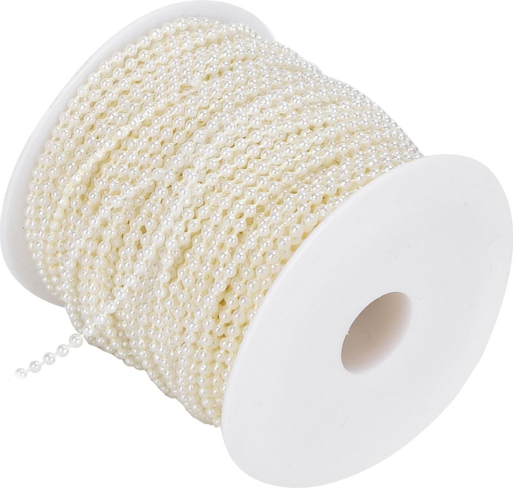 Faux Perle Perlen Girlande String Runde DIY Dekoration Handwerk Kleidung Zubehör 3mm 50Meter/RolleBeige