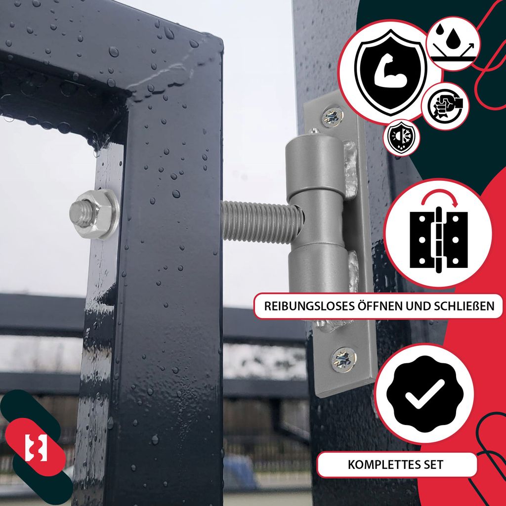 Cerniere Per Cancelli KOTARBAU - Set 2 Pezzi In Acciaio, 600 Mm, Verniciate A Polvere, Per Esterni - Foto 11