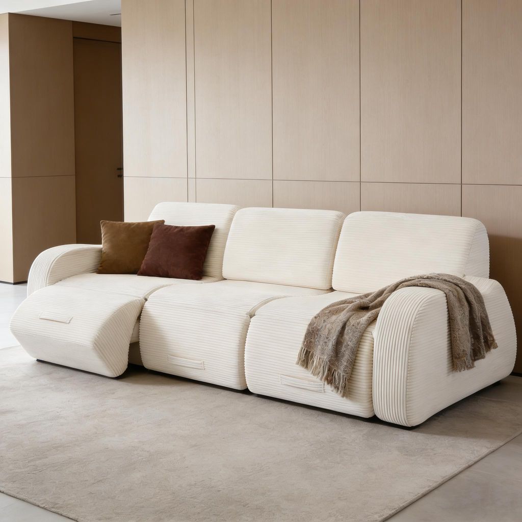 Cloud Couch Sectional, 247 cm, Beige, L-förmiges Sofa mit weichem Cord-Bezug