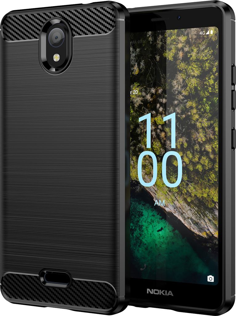 Nokia C100 Hülle, Carbon-Faser TPU Silikon Stoßfest Produktbild 