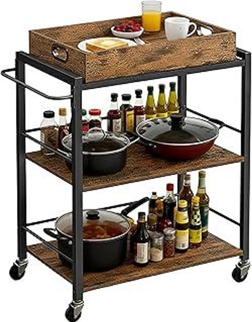 Carrello Cucina 3 Livelli Industriale - Organizzatore con Vassoio