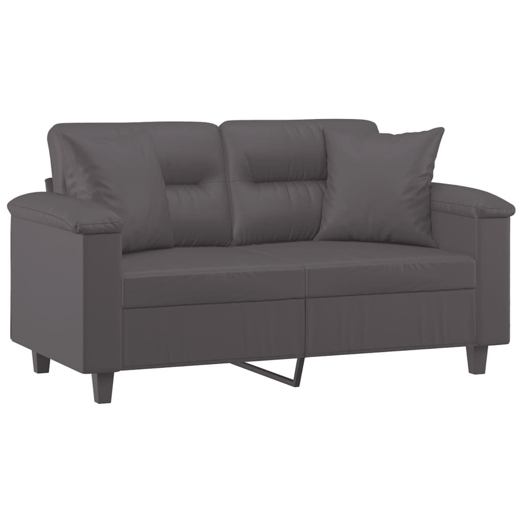 Cloris Designermöbel 2-Sitzer-Sofa mit Zierkissen Grau 120cm Kunstleder - 2026Neu621988 - Klassische Sofas