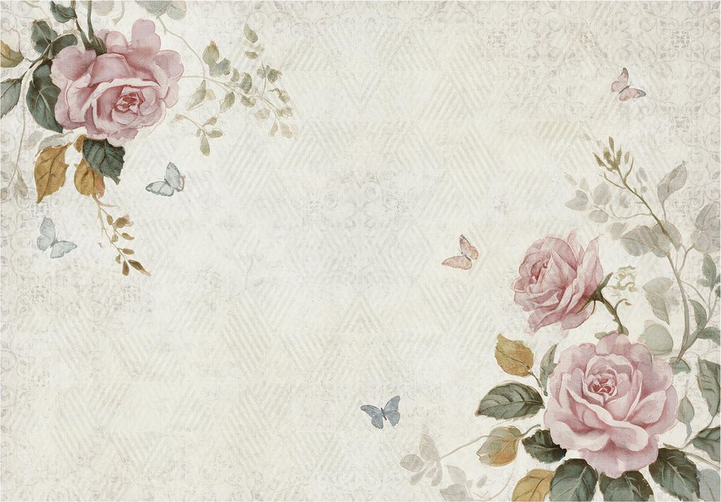 Fototapete Blumen Rosen Beton - 368x254 cm - Vliestapete Wohnzimmer Schlafzimmer - Vlies Fototapete Beige - 16314V8