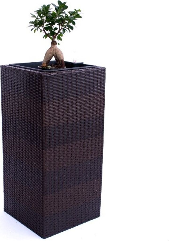 Elegant Einrichten | Pflanzkübel | Polyrattan | Säule | 40x40x84cm | Coffee-braun