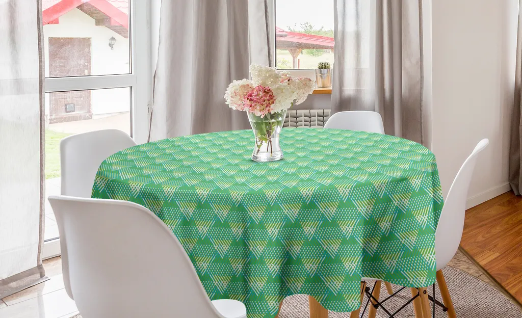 Tovaglia Rotonda Antimacchia Odot Con Bordo Elastico – 80 Cm, Verde Pianta 3D, Lavabile E Antiscivolo, Per Tavolo Da Pranzo E Cucina