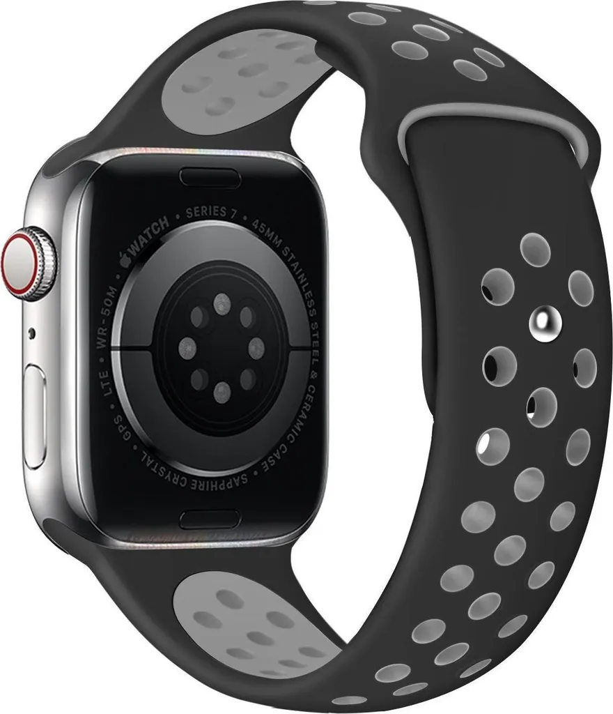 Bracelet sport Apple Watch 38/40/41mm pour entraînement gris et noir