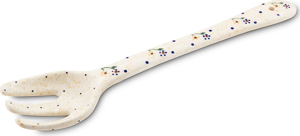 Bunzlauer Keramik Salatbesteck-Gabel 28,5×5,8×3,3cm – große, lange Serviergabel, Dekor 111