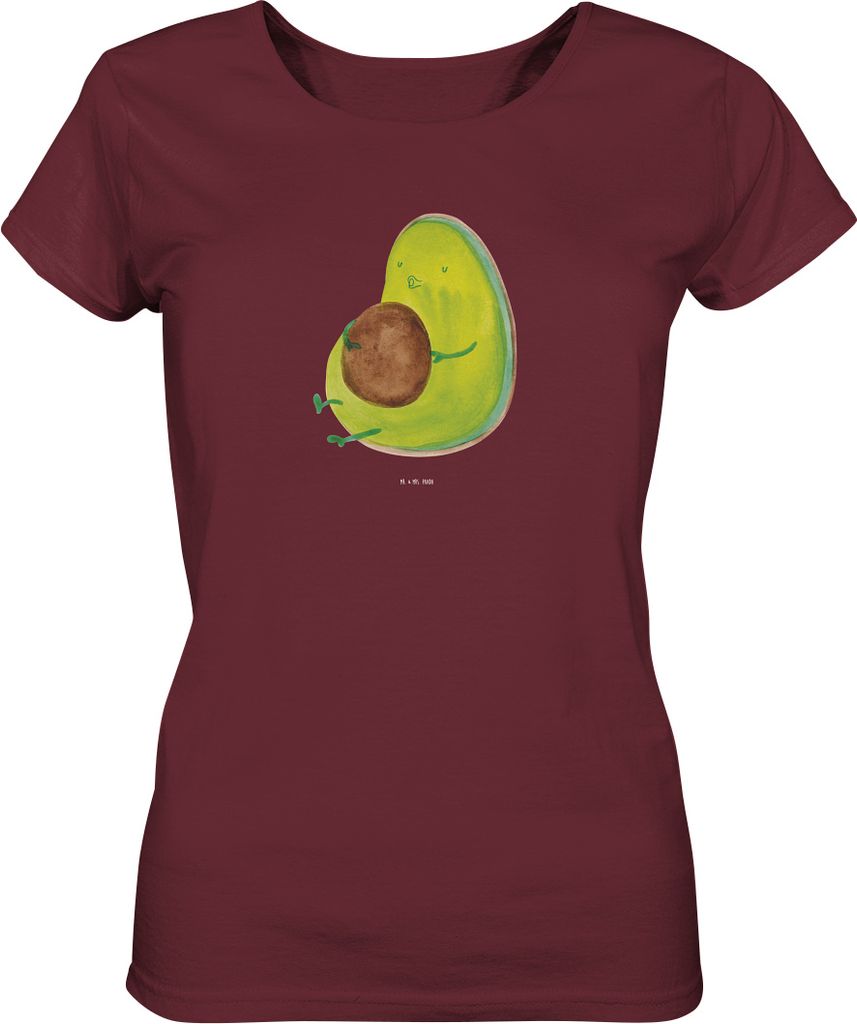 Mr. & Mrs. Panda Oberteil Damen Avocado Pfeifen Größe M - Burgundy - Geschenk, T-Shirt, Ernährung, Kurzarmshirt, Kurzarm, Basic, Abnehmen, Diät