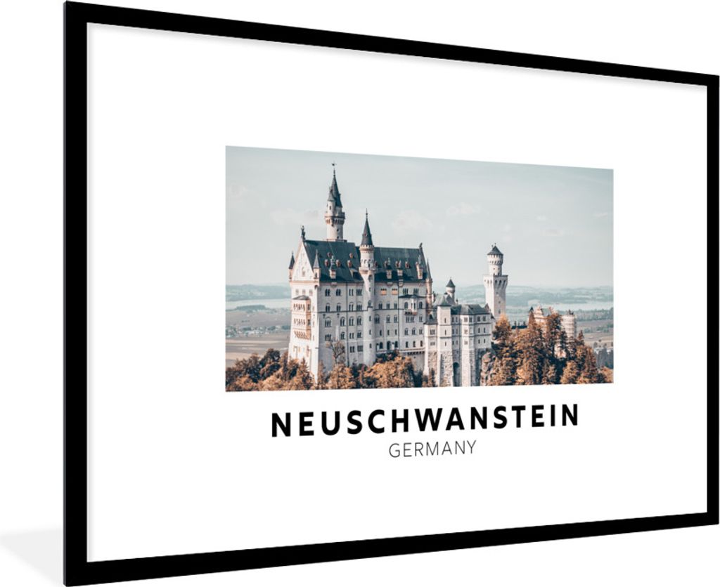 MuchoWow Gerahmtes Poster Deutschland - Schloss - Architektur 90x60 cm - Poster mit Schwarzem Bilderrahmen Wandposter Rahmen Foto Bilder - Wandde...