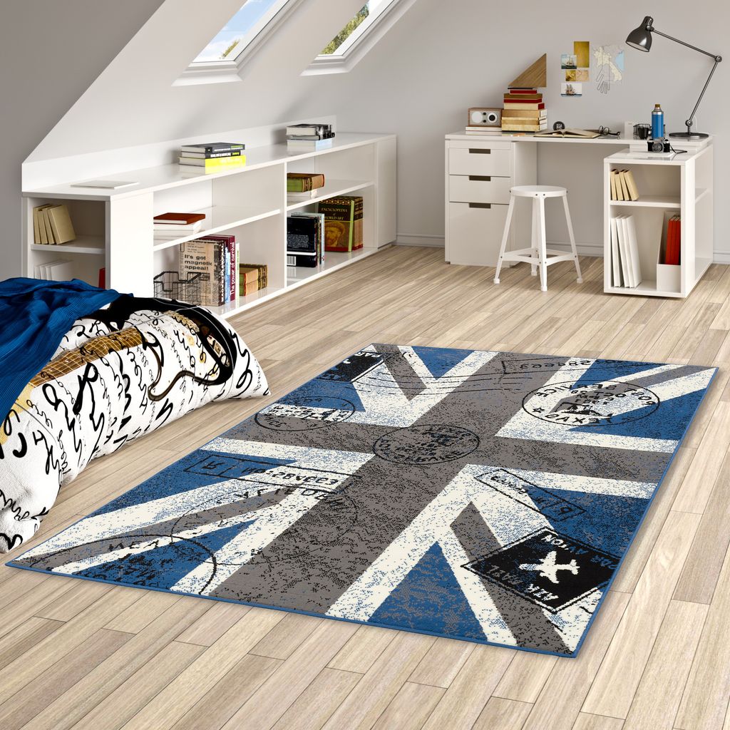 Teppich Trendline Union Jack Blau Grau, Größe:185x270 cm Produktbild 