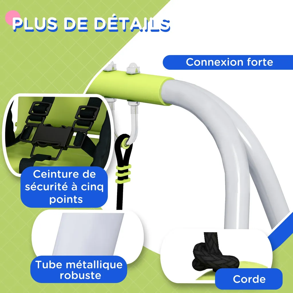Balançoire de jardin pour bébé avec harnais de sécurité complet