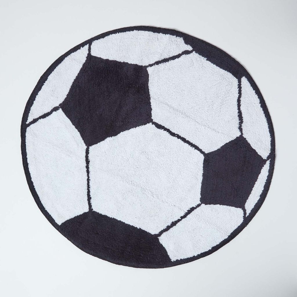 HOMESCAPES Kinderteppich Fussball 100% Baumwolle Produktbild 