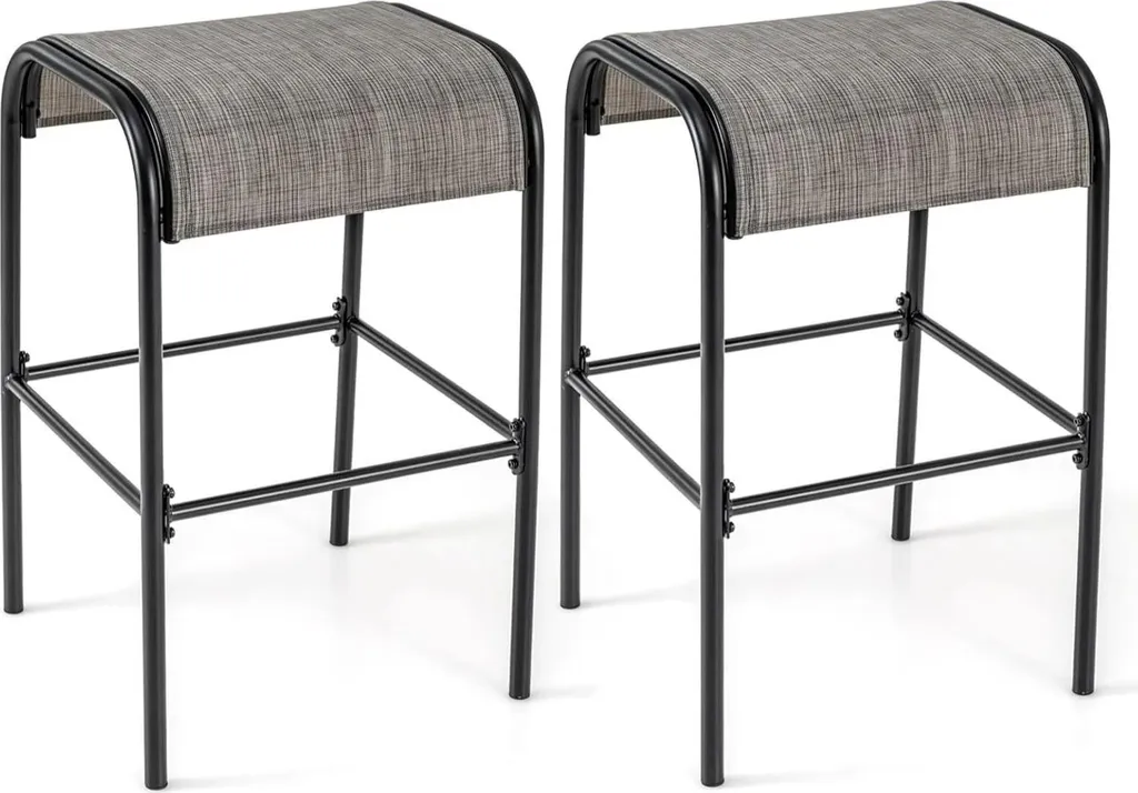 Tabouret de bar d'extérieur 180 kg assise incurvée en tissu marron