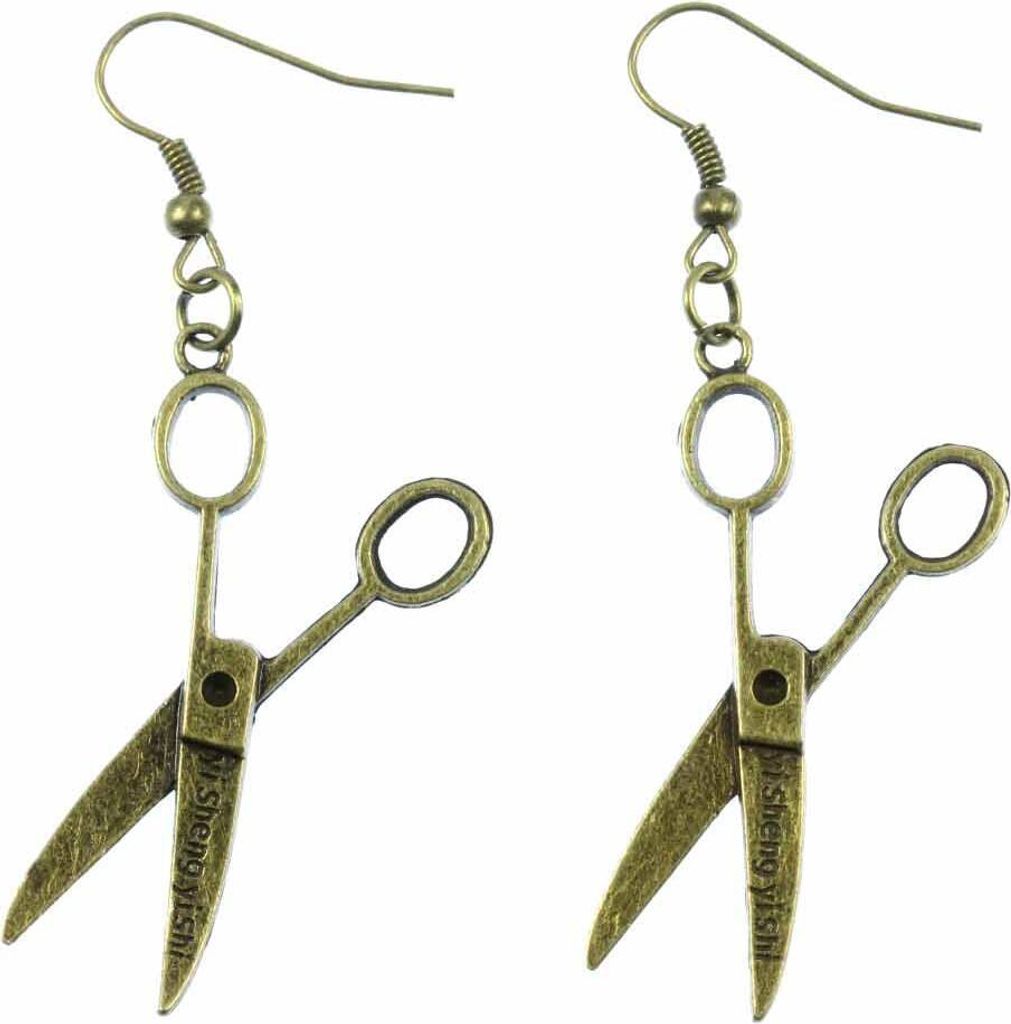 Schere Ohrringe Miniblings Schneiderin Schneiden Nähen Mode Frisörin Bronze