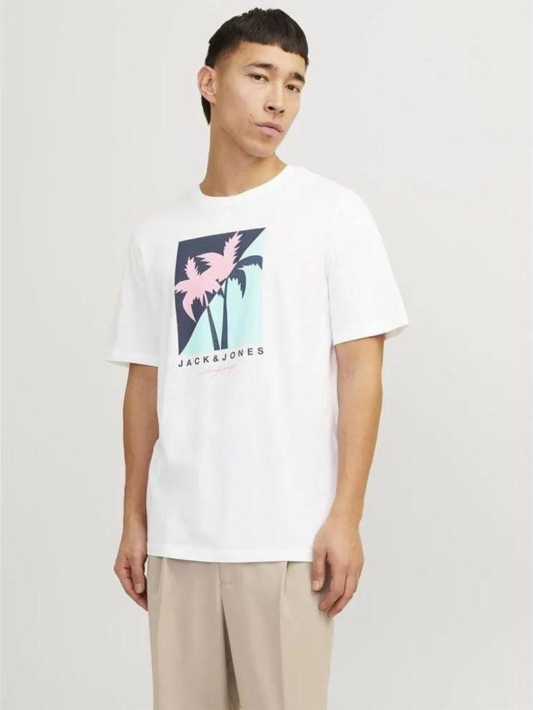 Jack & Jones Tulum Logo Kurzarm-t-shirt Weiß S Herren Weiß S