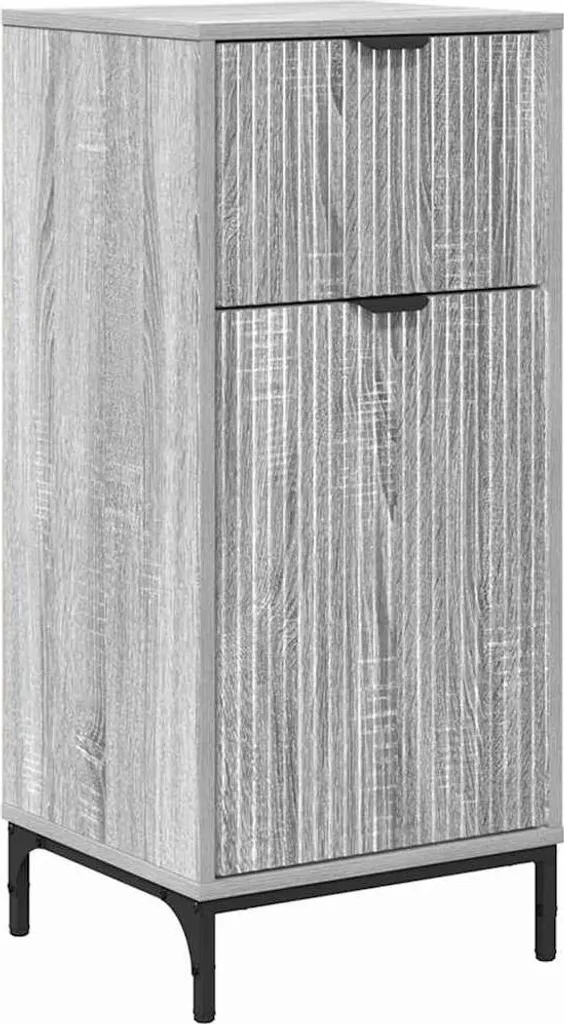 Armadio da bagno con contenitore Sonoma grigio 39,5 x 36 x 88 cm