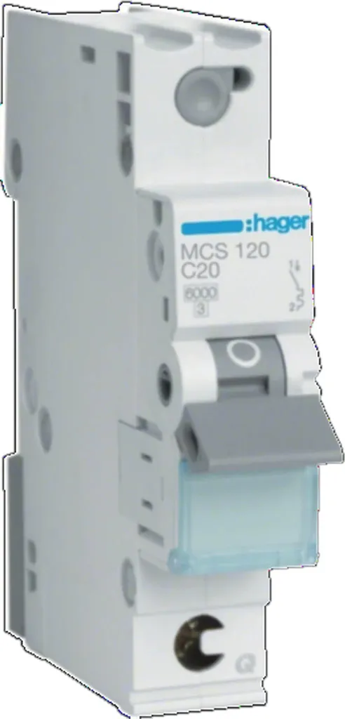 Interrupteur magnéto-thermique Hager 20A 6kA monophasé série LS gris