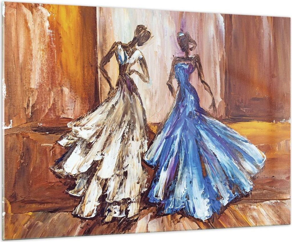 Bilder auf glas - Einteilig - Frauen Kleider Öl - 100x70cm - Glasbilder - Wandbilder - Bilder - zum Aufhängen bereit - Wanddekoration aus Glas - ...