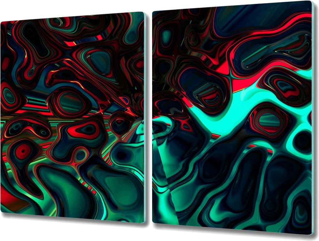 Coloray Herdabdeckplatte 2x40x52 cm Schneidebrett Kochplattenabdeckung Küchenbrett Hackbrett - abstrakte Grafik