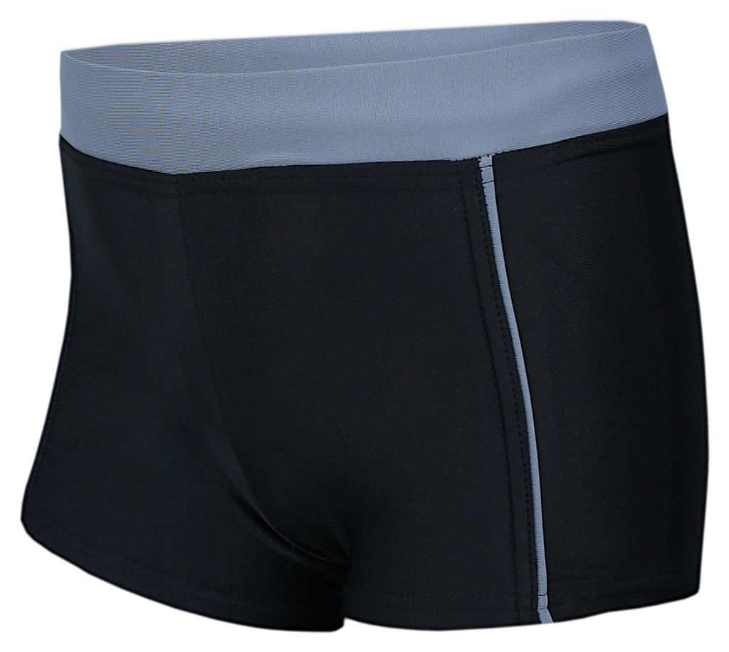 Aquarti Jungen Badehose Schwimmhose Seitliche Paspel Kinder Badeshorts, Farbe: 024 Schwarz / Grau, Größe: 140